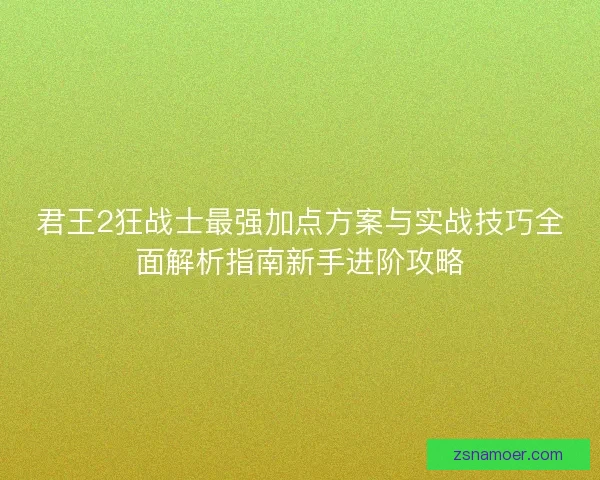 君王2狂战士最强加点方案与实战技巧全面解析指南新手进阶攻略
