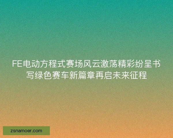 FE电动方程式赛场风云激荡精彩纷呈书写绿色赛车新篇章再启未来征程